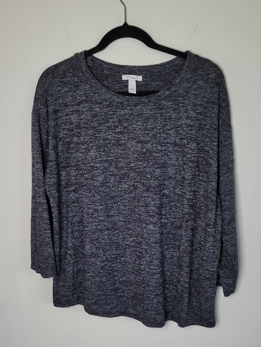 Daily Ritual Heathered Gray Relaxed 3/4 Sleeve Tee Size Medium Soft